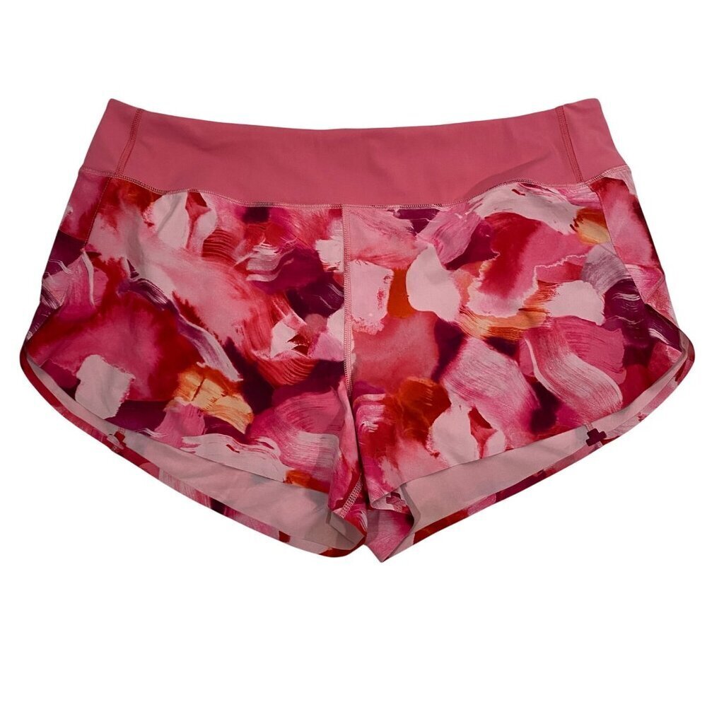 Athleta Run with it printed 3.5” short running shorts women’s XL pink abstract
